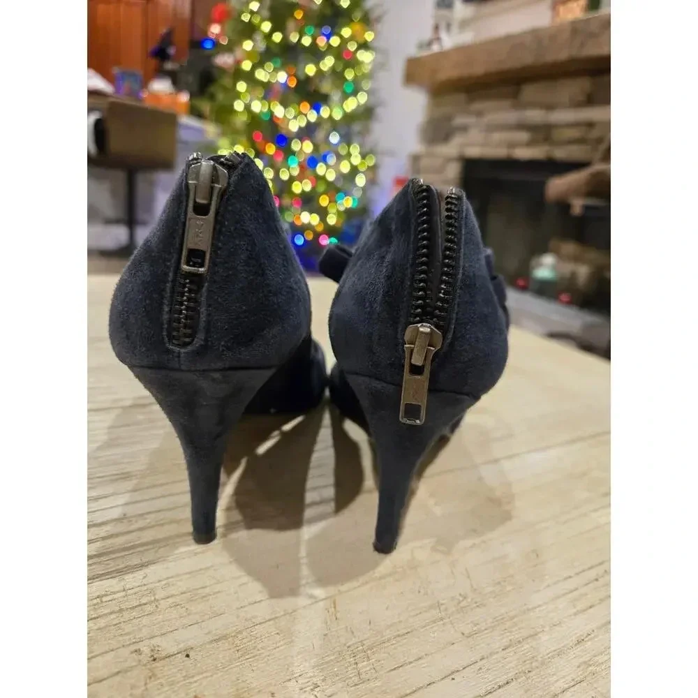 J. Crew Women's Strappy Suede Heels Peep Toe Blue Size 9.5 Made in Italy